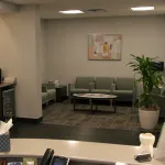 Interior photo: Columbia SC Prosthodontics practice Reception Desk & Refreshments in the Waiting Room