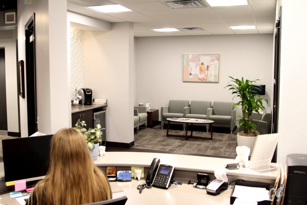 Interior photo: Columbia SC Prosthodontics practice Waiting Room and hallway