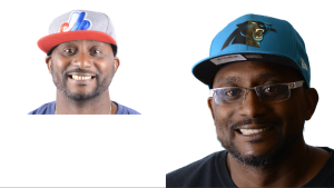 Man wearing a hat, before and after fixed teeth